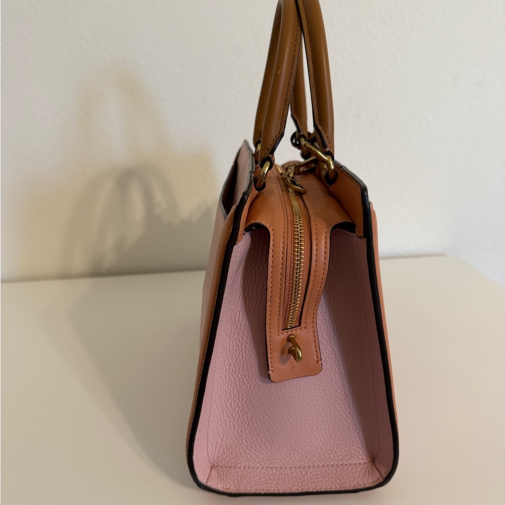 Coach Pink and Brown Leather Satchel - Picture 4 of 16